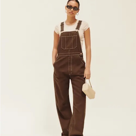 Reformation Denim - Reformation Milo Utility Overalls Chocolate Brown size 8